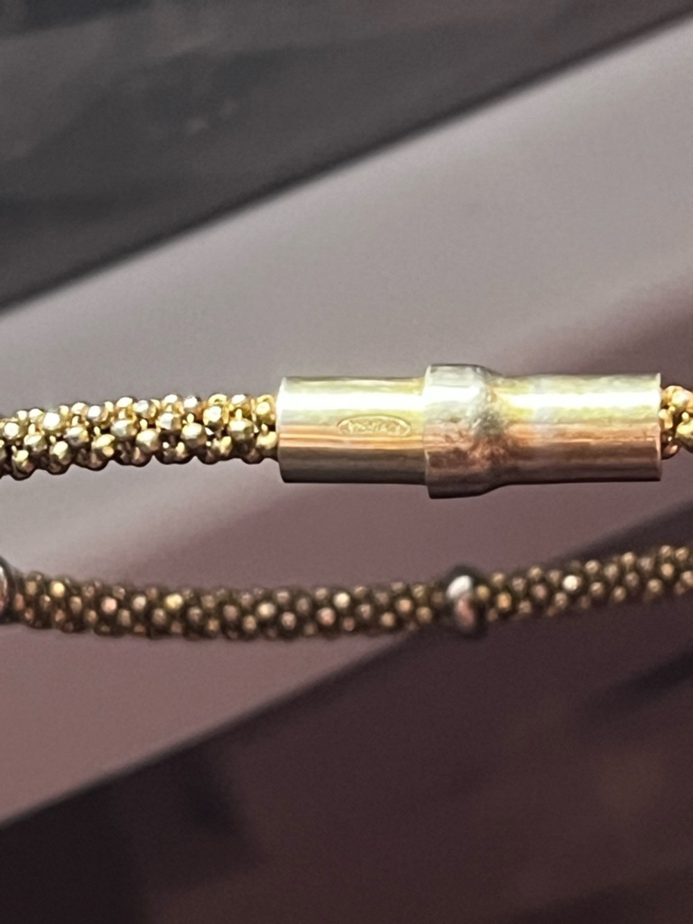 Gold Mesh Tube Bangle Bracelet 925 Italy - Picture 8 of 11
